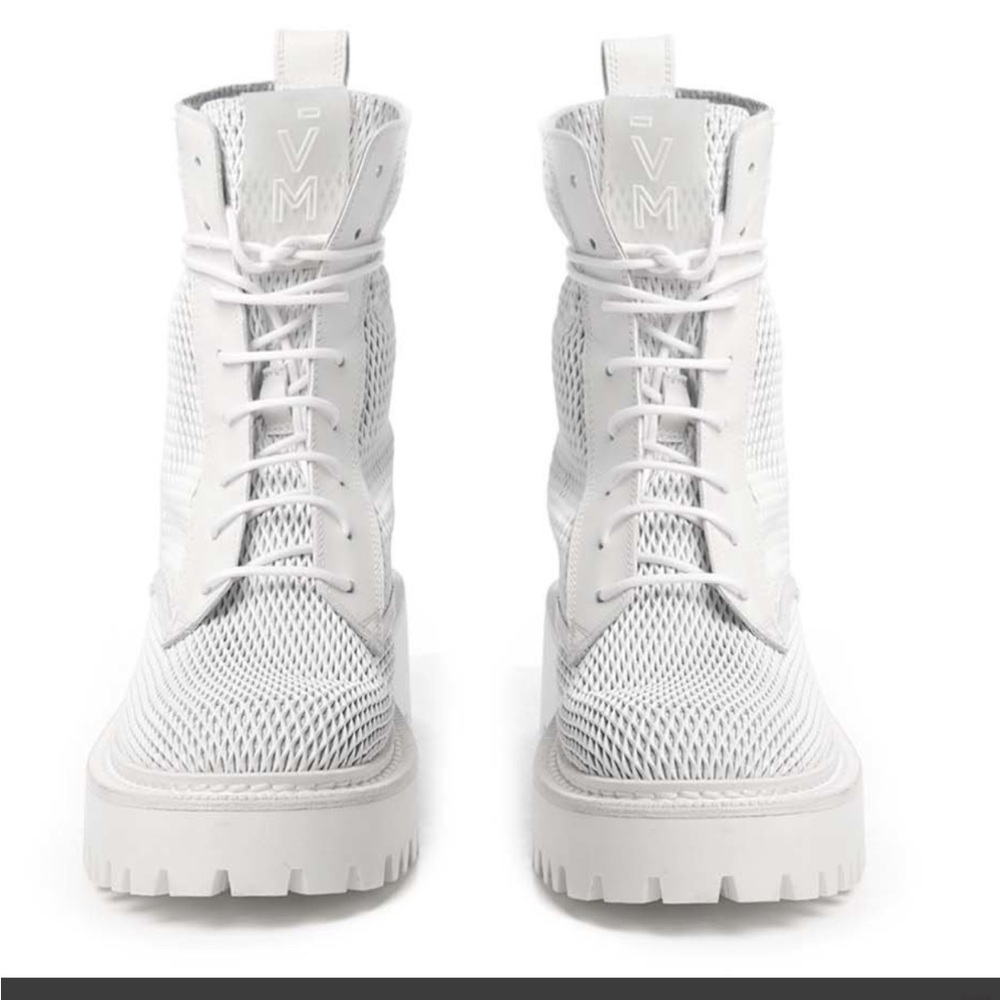 VIC MATIE LEATHER MESH BOOTS – WHITE Women's White Combat Boots Size 40